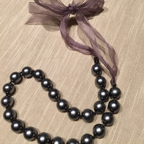 Black Faux Pearl Necklace - Picture 3 of 3