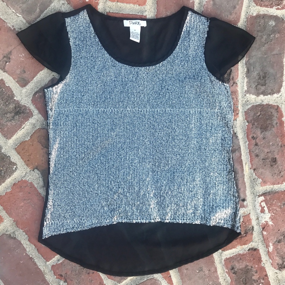 Silver Sequin Sheer Top Sparkle / Metallic