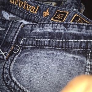 blue jean rock revival pants size 32
