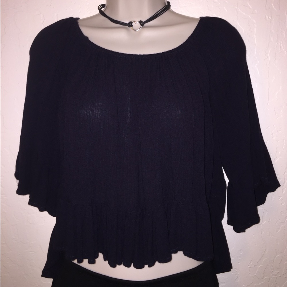 Fluttery Navy Blue Top