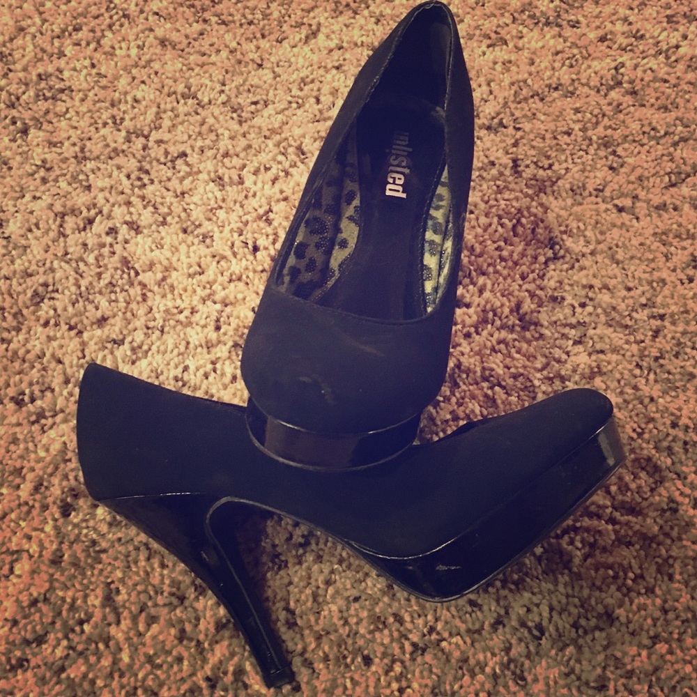 Black suede stilettos