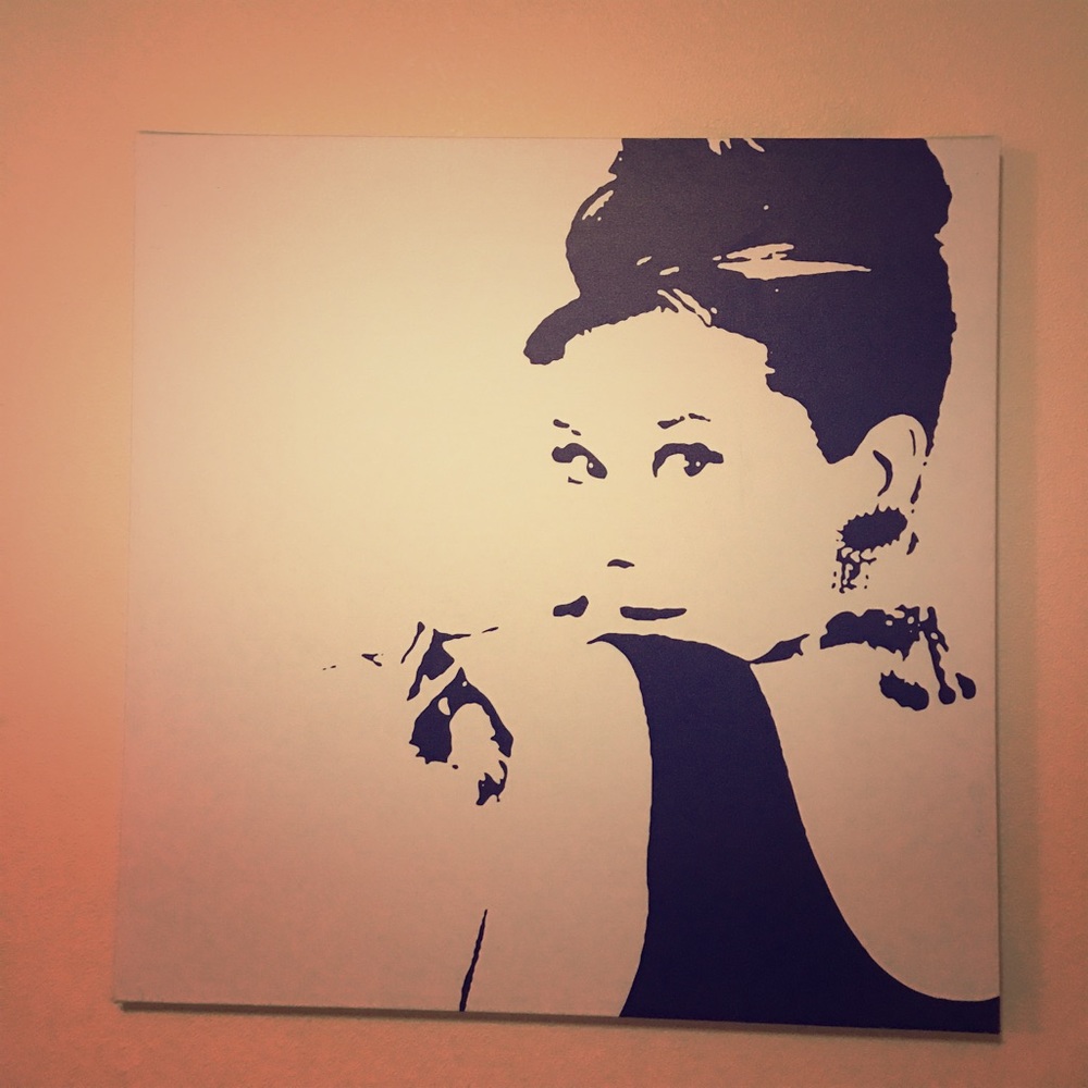 Stunning B&W Audrey H Canvas Painting