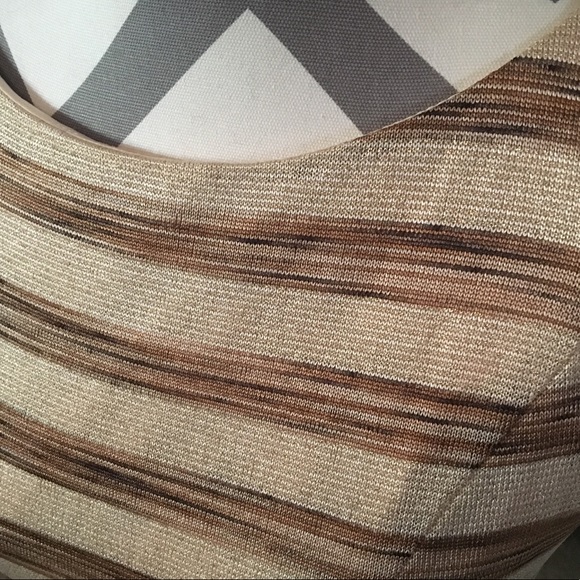 Muse - Brown, gold and tan striped dress with belt - Picture 4 of 6