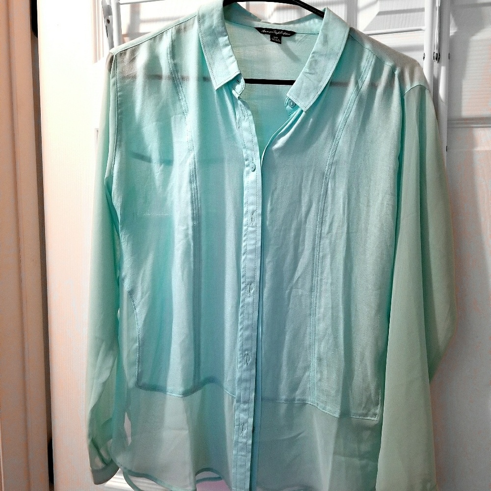 American Eagle Light Blue Blouse