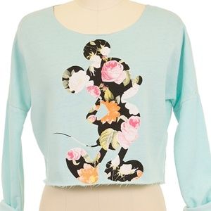 Floral Graphic Mickey Crop Sweatshirt Floral Graphic Mickey Crop Sweatshirt