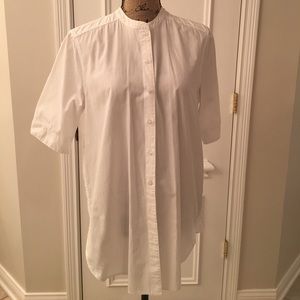 ANTHROPOLOGIE WHITE SHORT-SLEEVE LONG SHIRT ANTHROPOLOGIE WHITE SHORT-SLEEVE LONG SHIRT