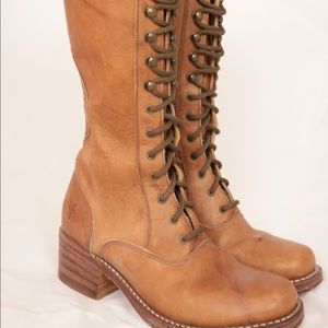 Vintage 70s Frye Tall Lace Up Leather Boots