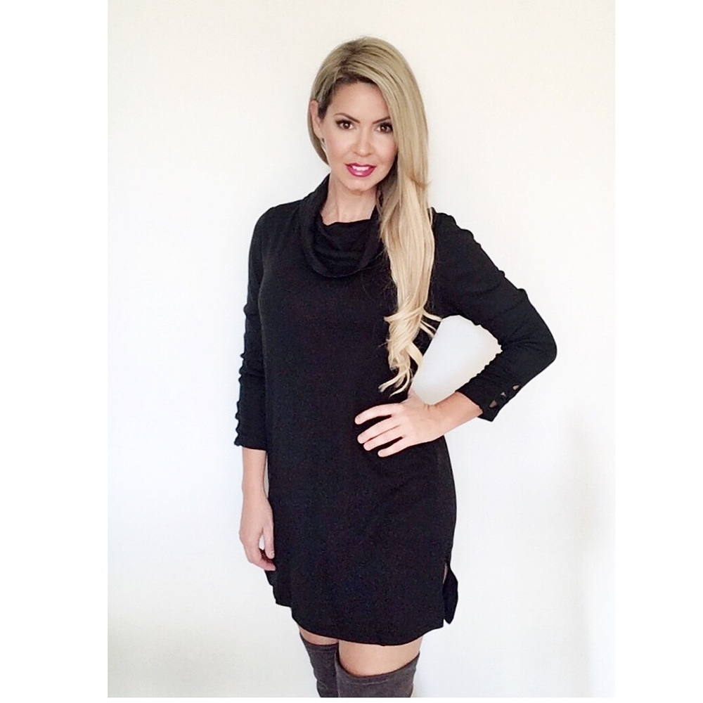 Black cowl neck knit dress - Picture 3 of 5