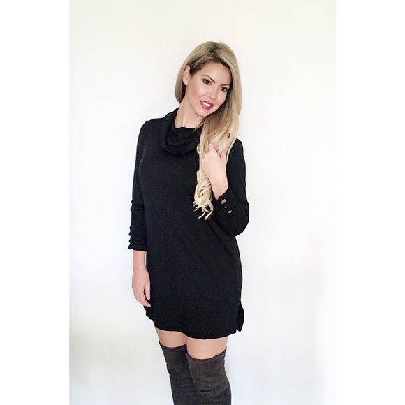 Black cowl neck knit dress - Picture 4 of 5