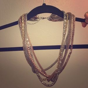 Gold, rose gold, silver necklace