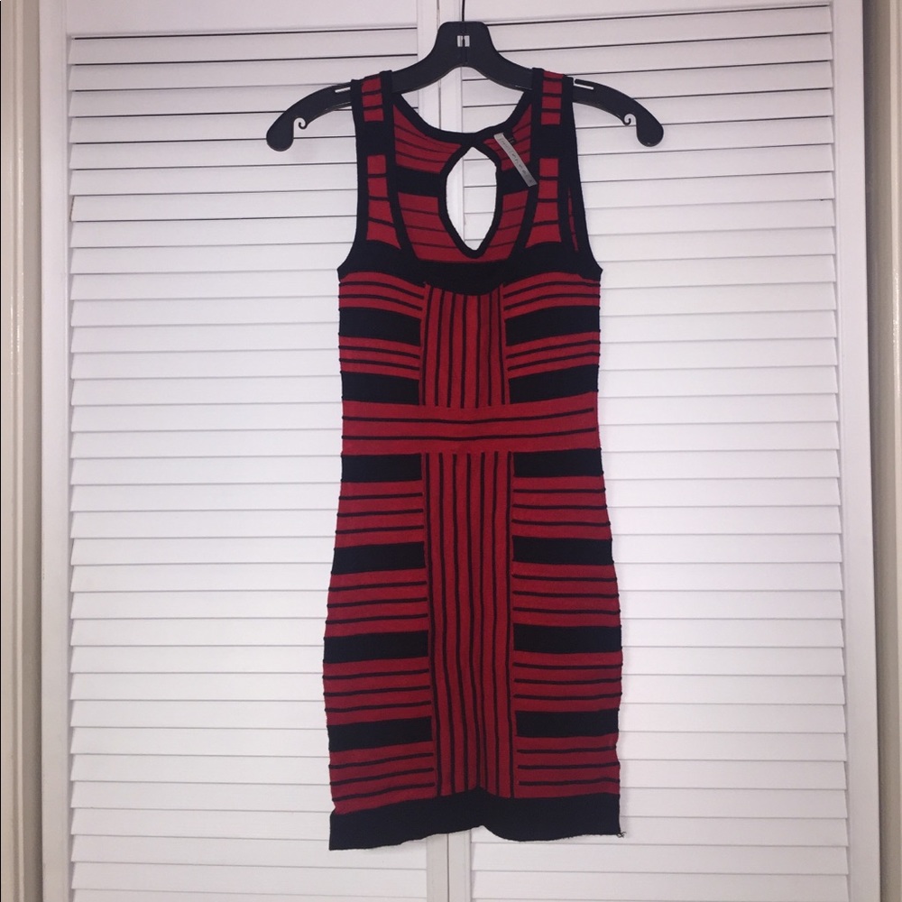 Red & Black rubbed bodycon mini dress