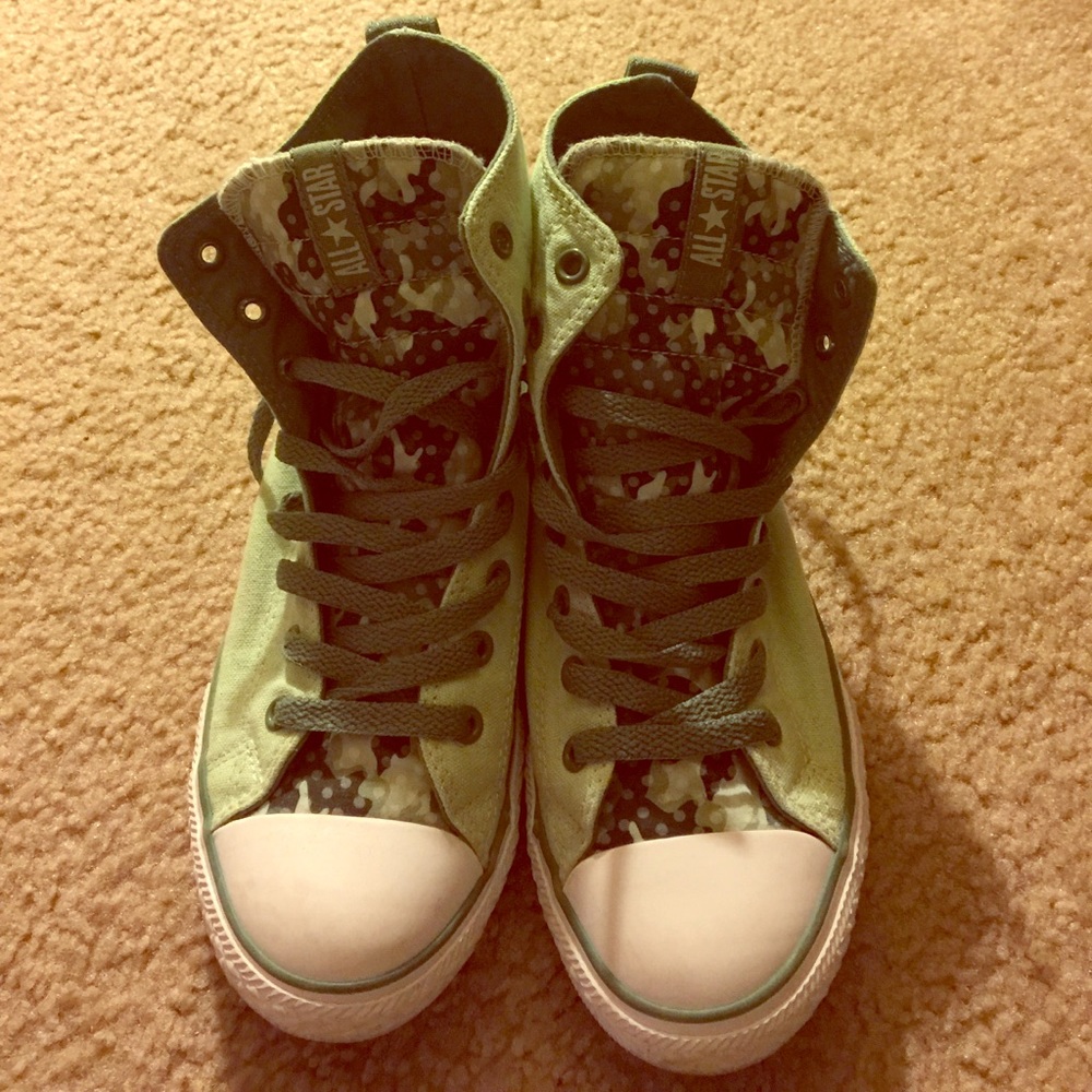 Army green high top converse