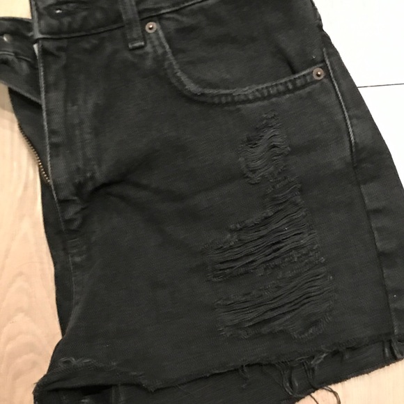 Topshop Pants - Topshop Distressed Black High Waisted Shorts
