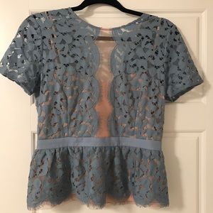 BCBG Maxazria Lilia Scallop Lace Peplum Top