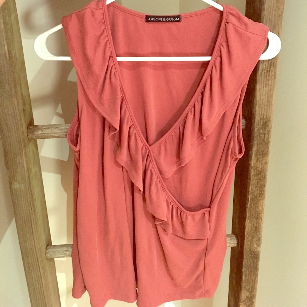Ruffle mauve faux wrap top