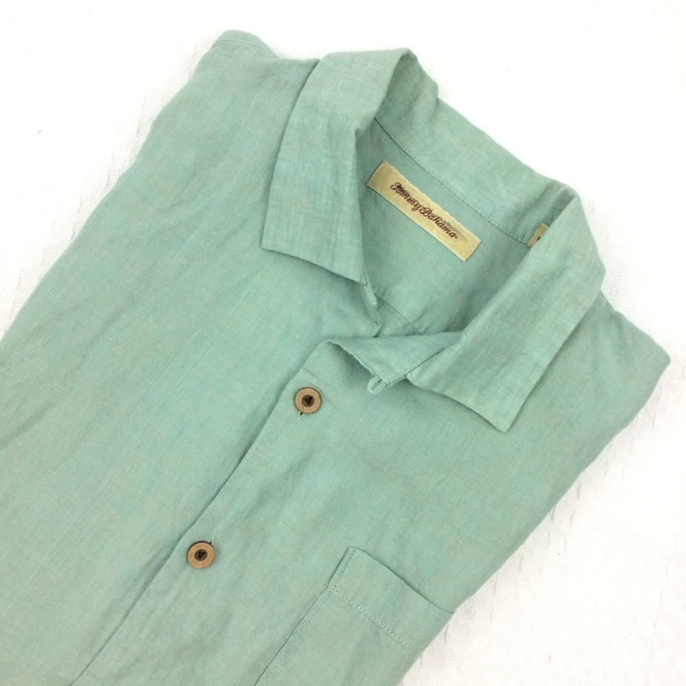 Tommy Bahama Button Down Mint Green Linen Shirt