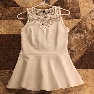 Peplum top with lace sweetheart neckline Peplum top with lace sweetheart neckline