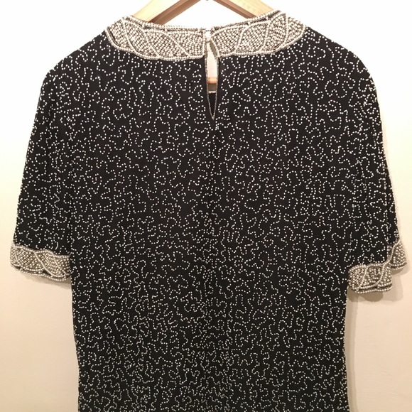 Beautiful Beaded Silk Dressy Evening Party Blouse - Picture 2 of 5