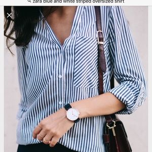 Zara classic blue and white striped shirt