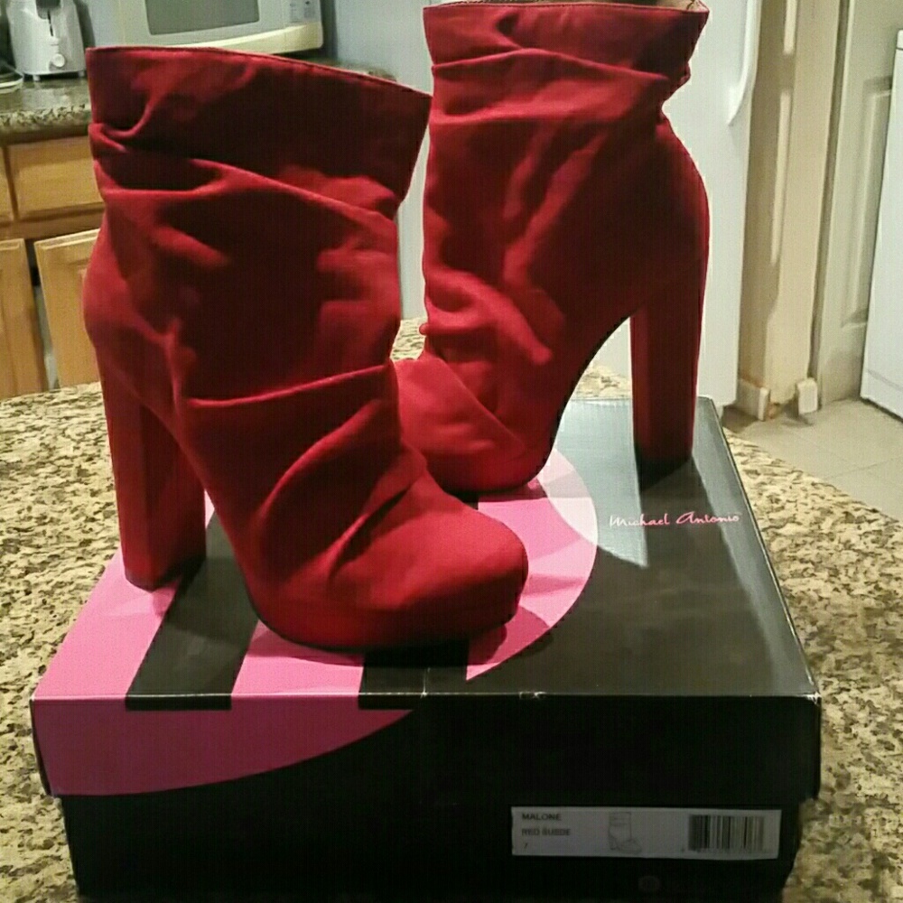Michael Antonio red suede boots