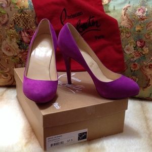 Christian Louboutin Declic 120 Suede Magenta Pumps Christian Louboutin Declic 120 Suede Magenta Pumps