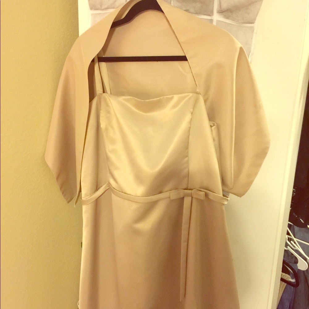 Tan Semi Formal dress with Shaw