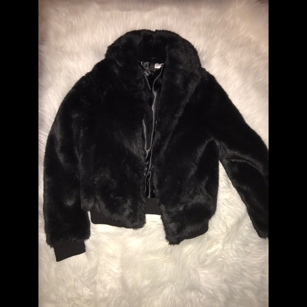 Faux black bomber H&M coat size 4!