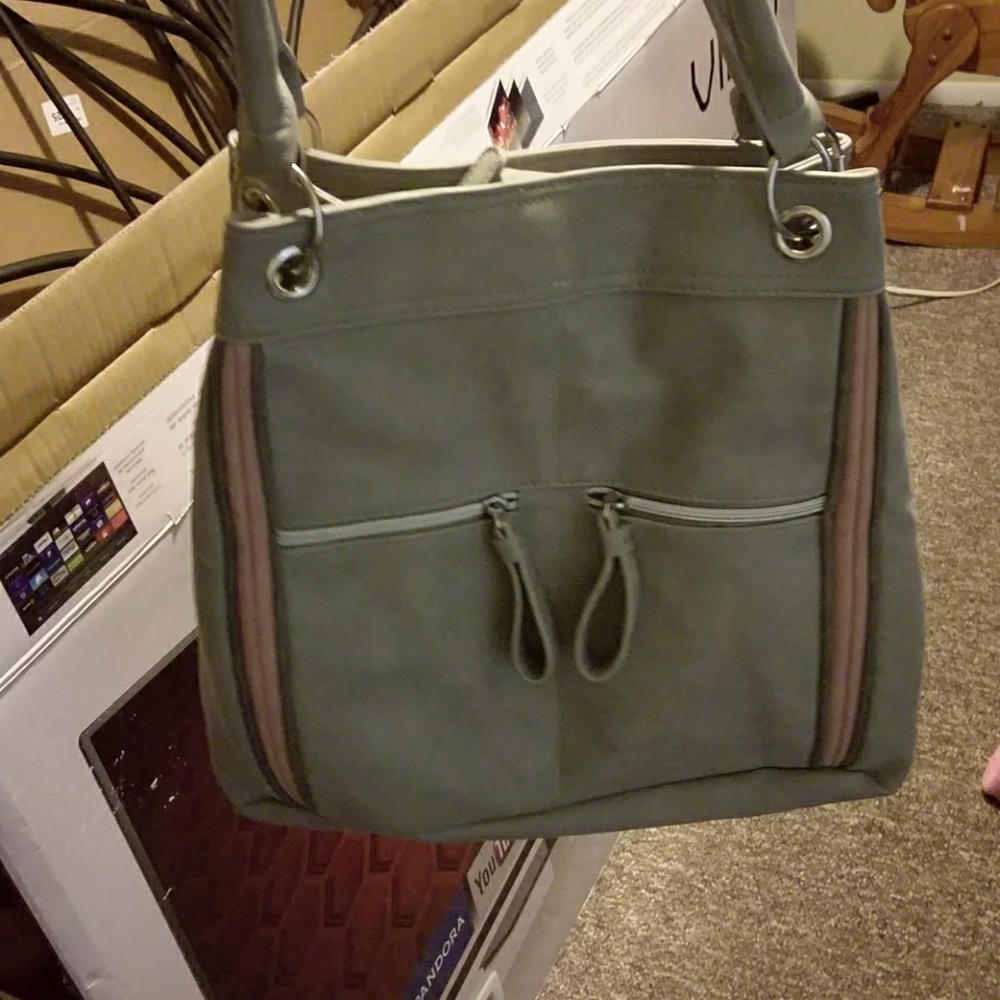 Gray shoulder bag. Super soft suade like material.