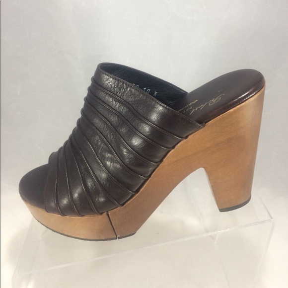 Rare Robert Clergerie's wood platform slipon mules - Picture 1 of 8