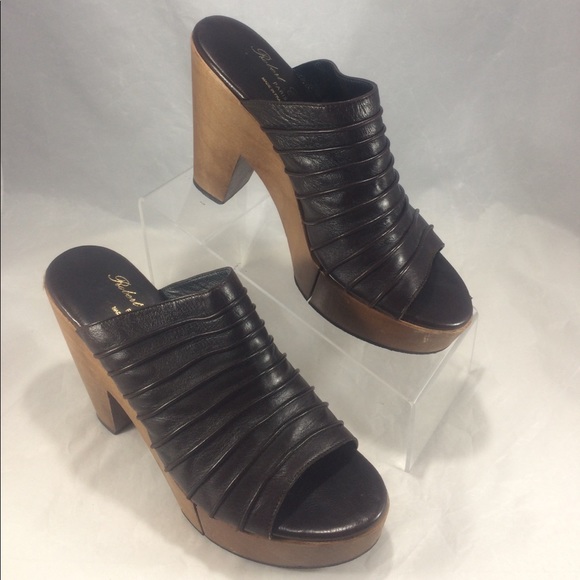 Rare Robert Clergerie's wood platform slipon mules - Picture 3 of 8