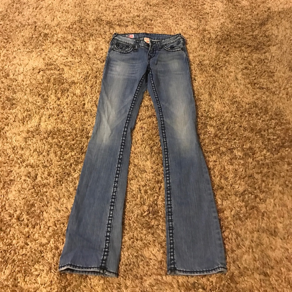 True Religion jeans with black stitching