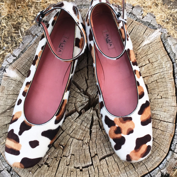 Alaia Shoes - Designer Alaia Pony Hair Cheetah Ballet Flat Shoes