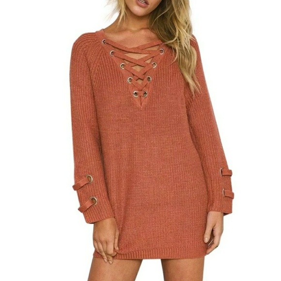 HP||⭐HOTTEST STYLE LACE UP CHUNKY KNIT SWEATER - Picture 5 of 8