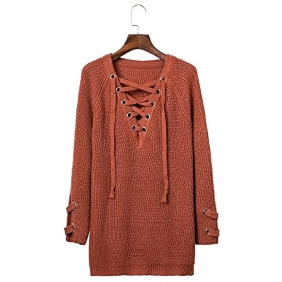 HP||⭐HOTTEST STYLE LACE UP CHUNKY KNIT SWEATER - Picture 7 of 8