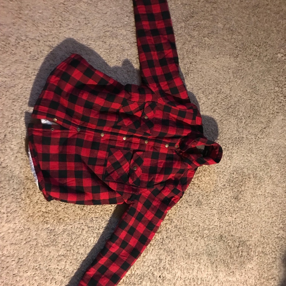Red and black flannel jacket F21