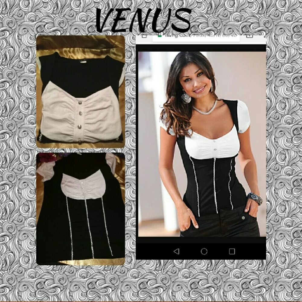 Venus Black & White Top Sz Large