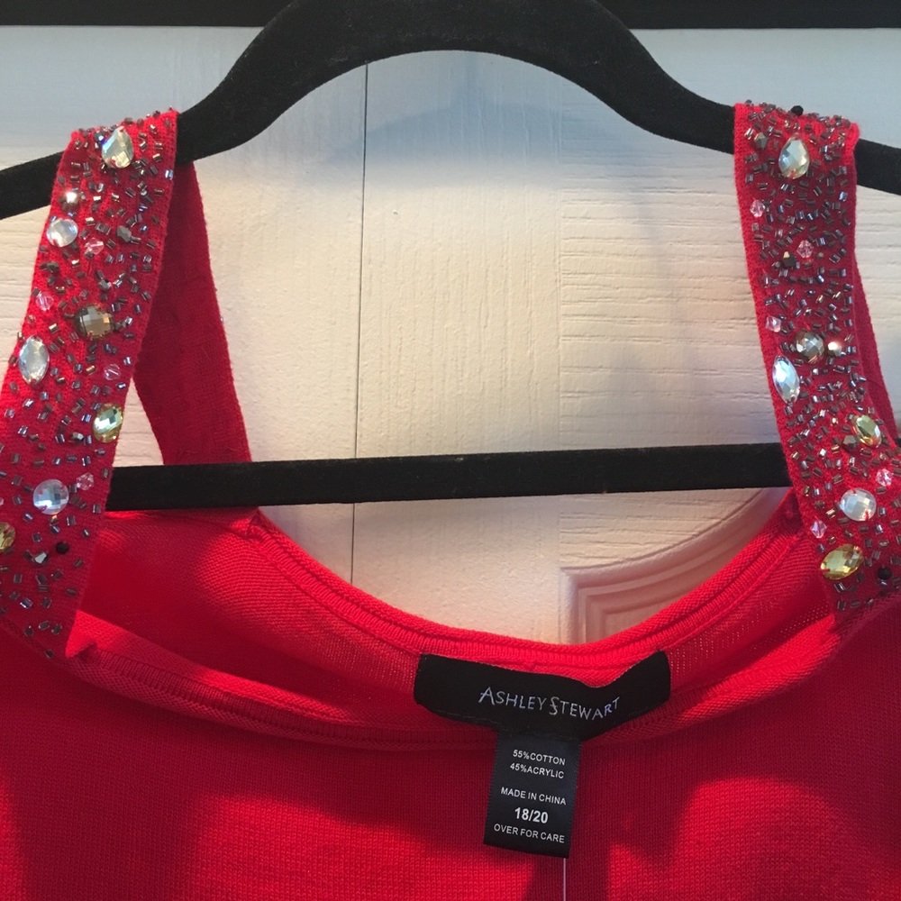 Beaded Off Shoulder Ashley Stewart Sweater 18/20 - Picture 2 of 4
