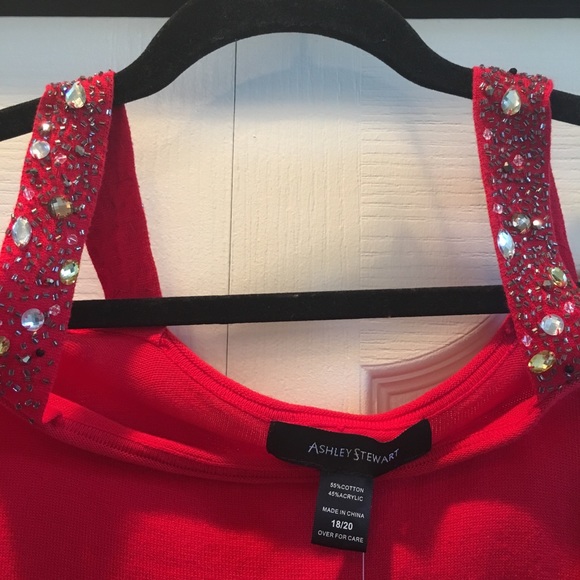 Beaded Off Shoulder Ashley Stewart Sweater 18/20 - Picture 2 of 4