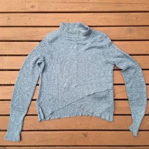Free People Blue Heathered Crossover Sweater Free People Blue Heathered Crossover Sweater