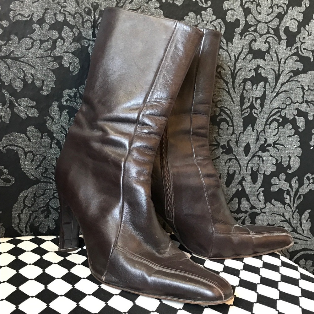 Brown Heel Leather Boots
