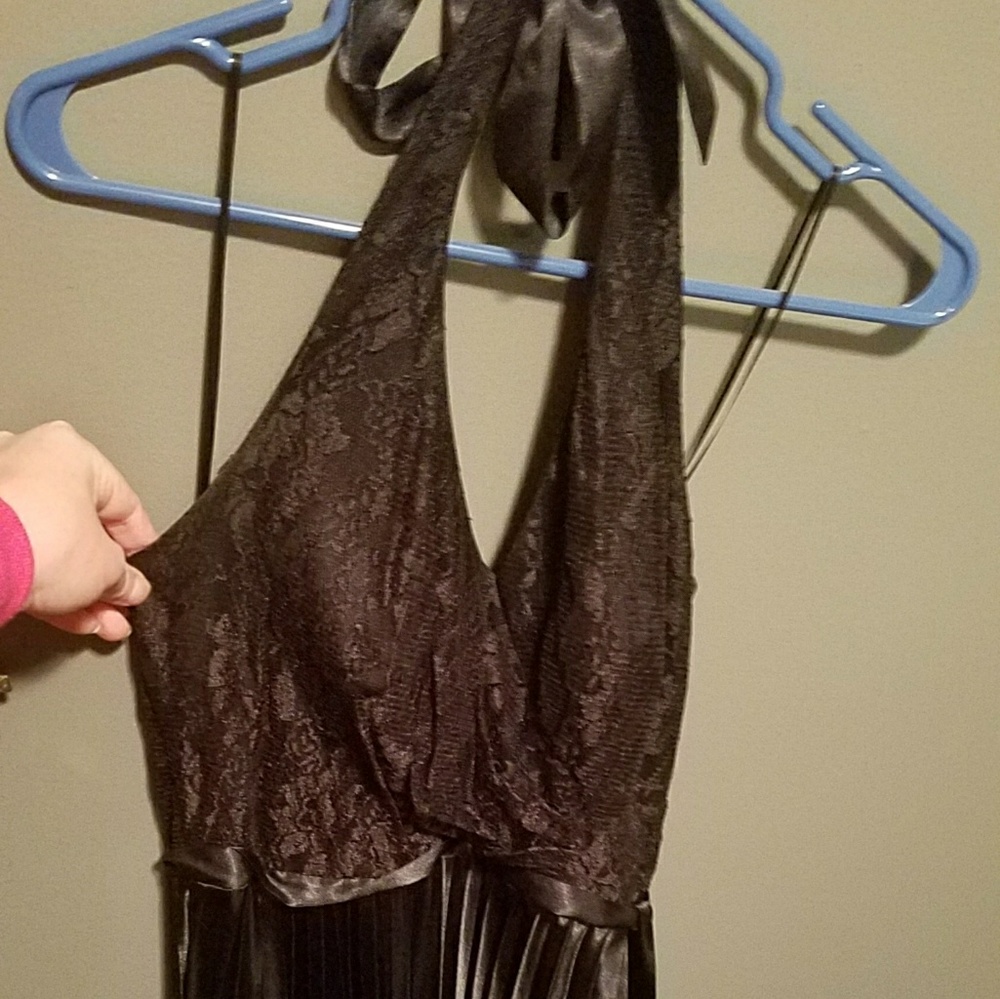 Black halter party dress