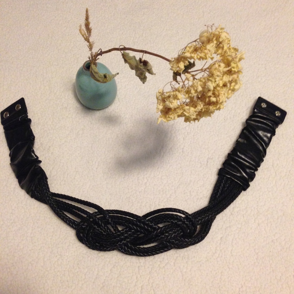 Angie black partially braided infinity belt
