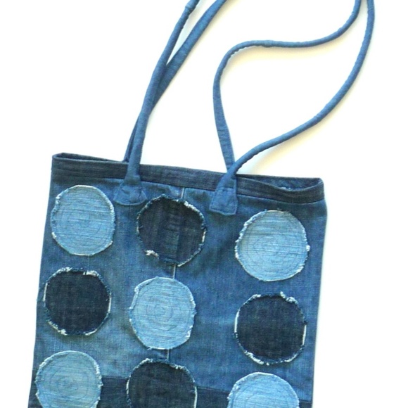 Hand Made Recycled Denims Tote Bag Purse OOAK - Picture 2 of 6