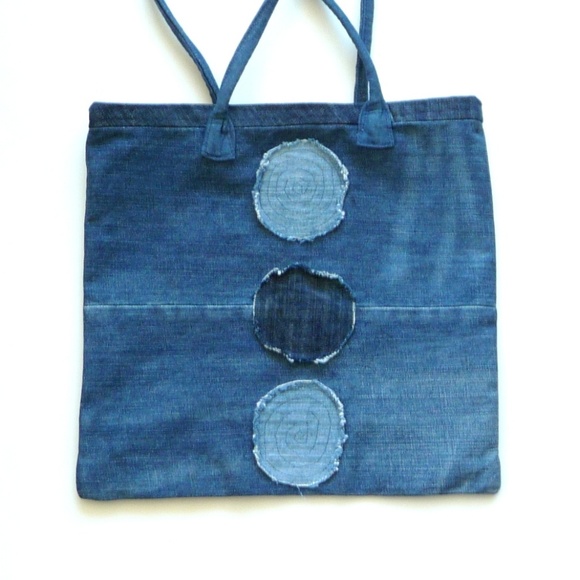 Hand Made Recycled Denims Tote Bag Purse OOAK - Picture 5 of 6
