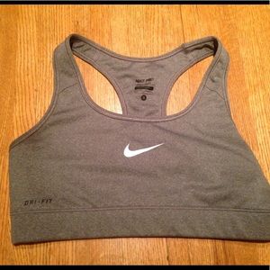 Gray Nike Pro sports bra