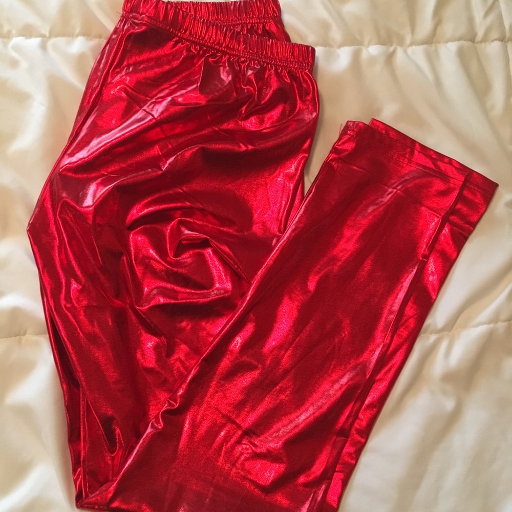 Metallic Red Leggings