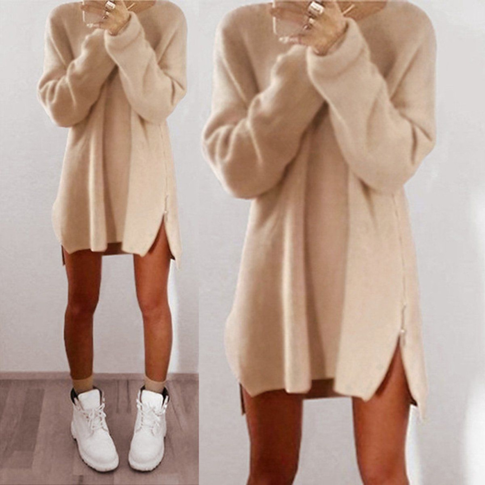 Winter Zipper Loose Long Sleeve Sweater jumper