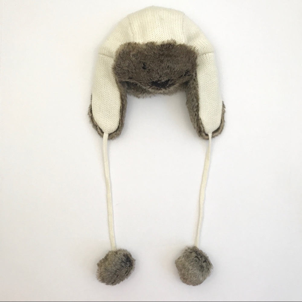 Ivory Knit & Faux Fur Trapper Hat - Picture 2 of 7