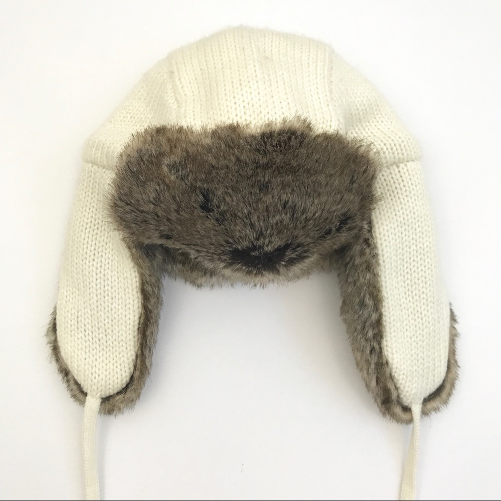 Ivory Knit & Faux Fur Trapper Hat - Picture 3 of 7