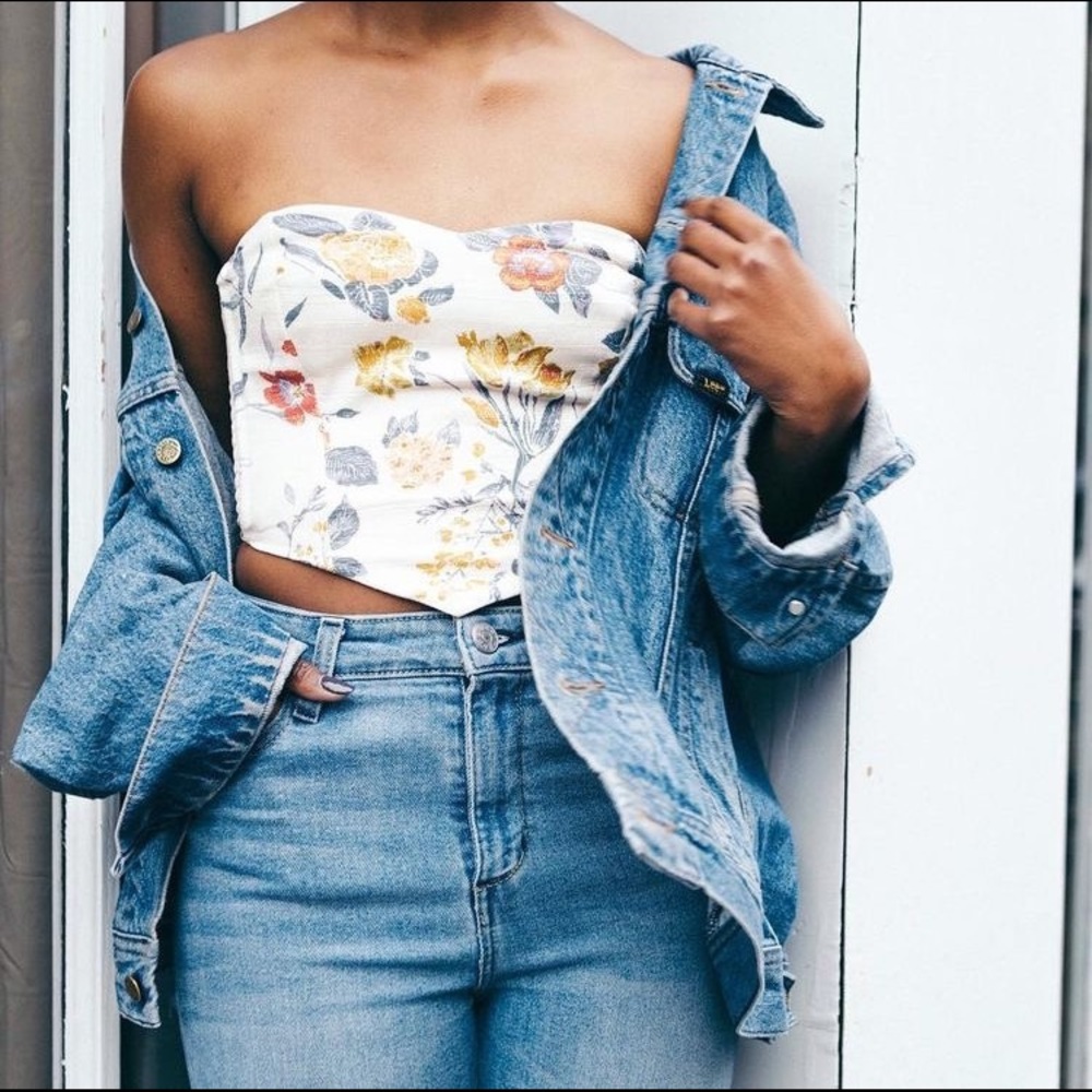 floral urban outfitters tube top extra small